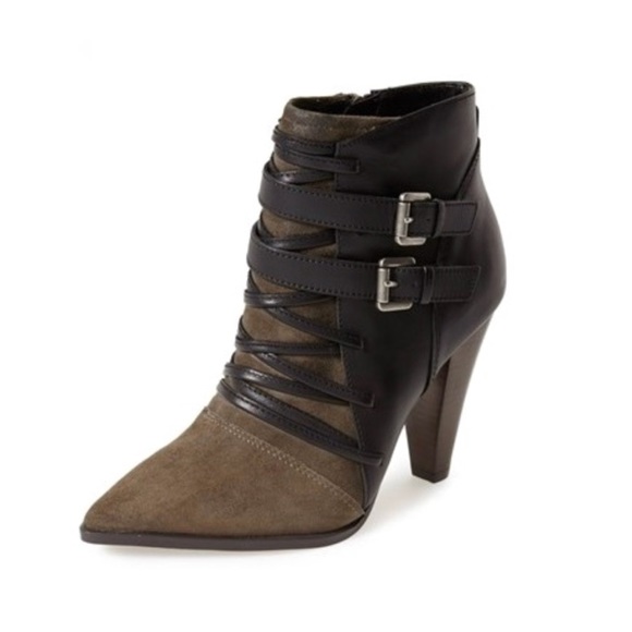 Trouve Shoes - Sold Trouve 'Lonnie' Pointy Toe Bootie in Olive